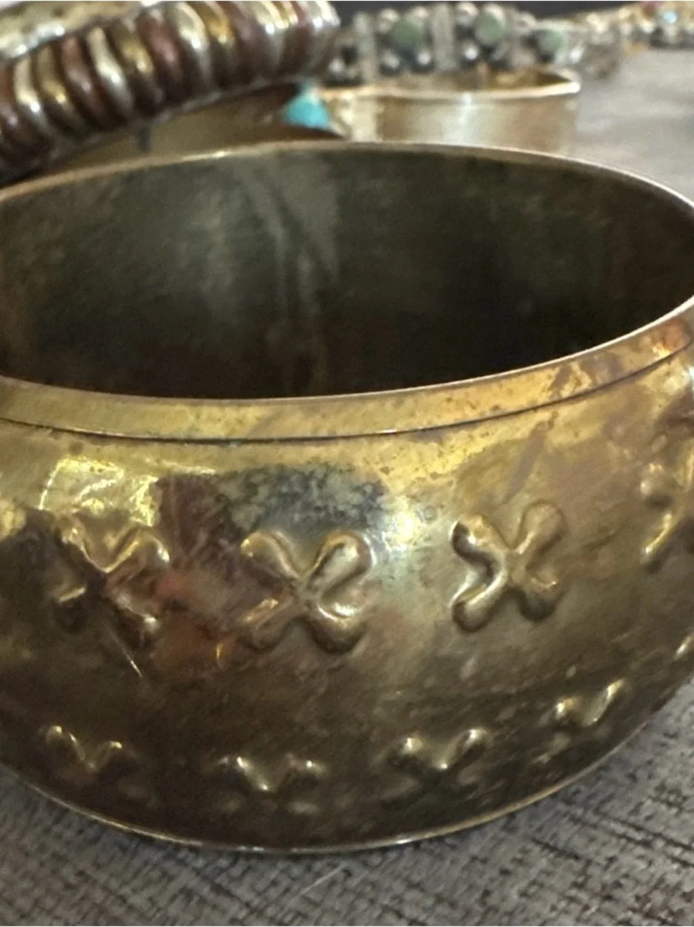 Vintage Mixed Metal Bangle Bracelet Set – Lot of 4 (Brass, Copper & Silver Tone)